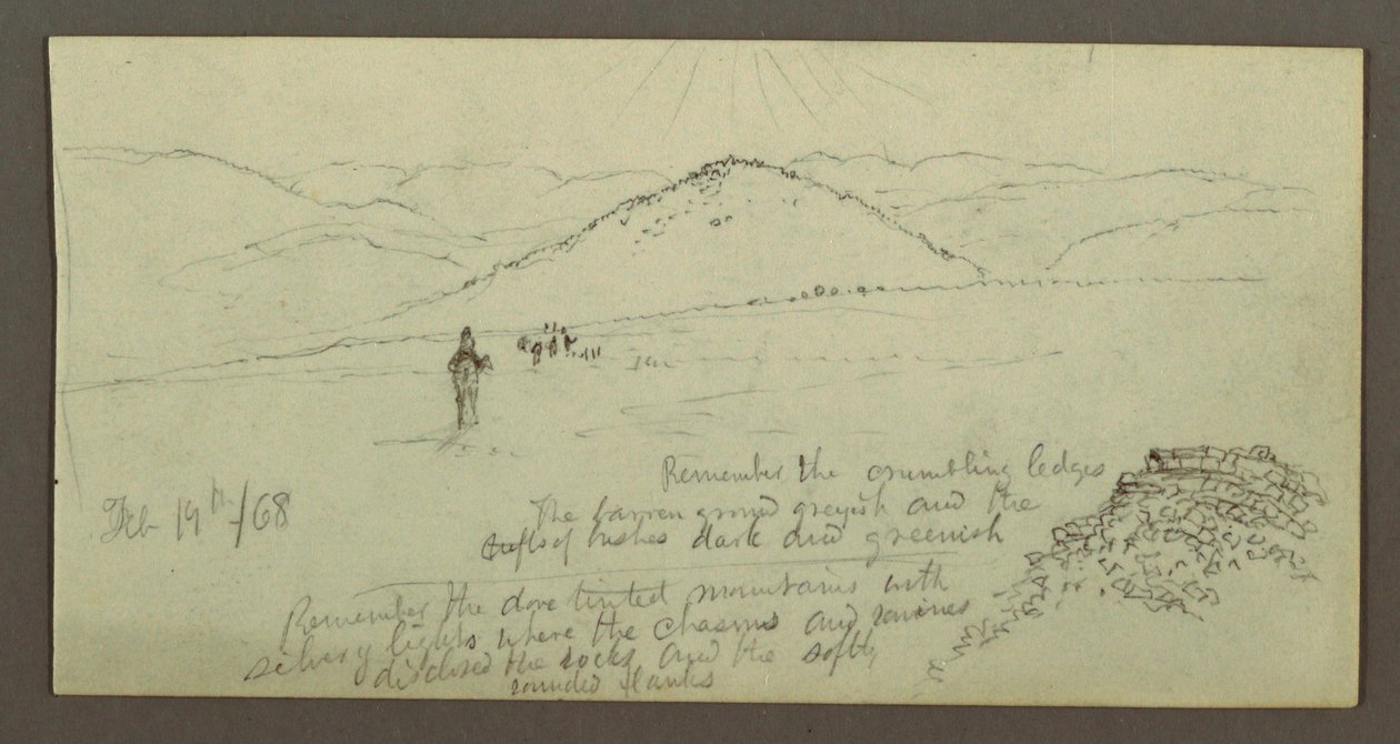 Kresba, Hromada kamení, Planina a hory, Ne, 19. února 1868 od Frederic Edwin Church