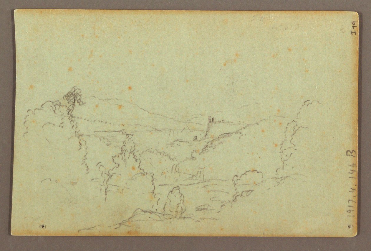 Kresba, Hennequin Point a Americké vodopády, řeka Niagara, pravděpodobně 1856 od Frederic Edwin Church