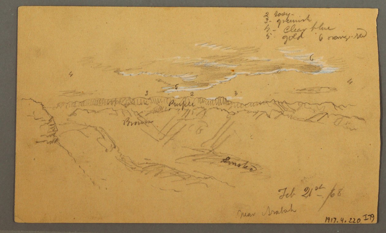 Kresba, Hillside, únor 1869  od Frederic Edwin Church