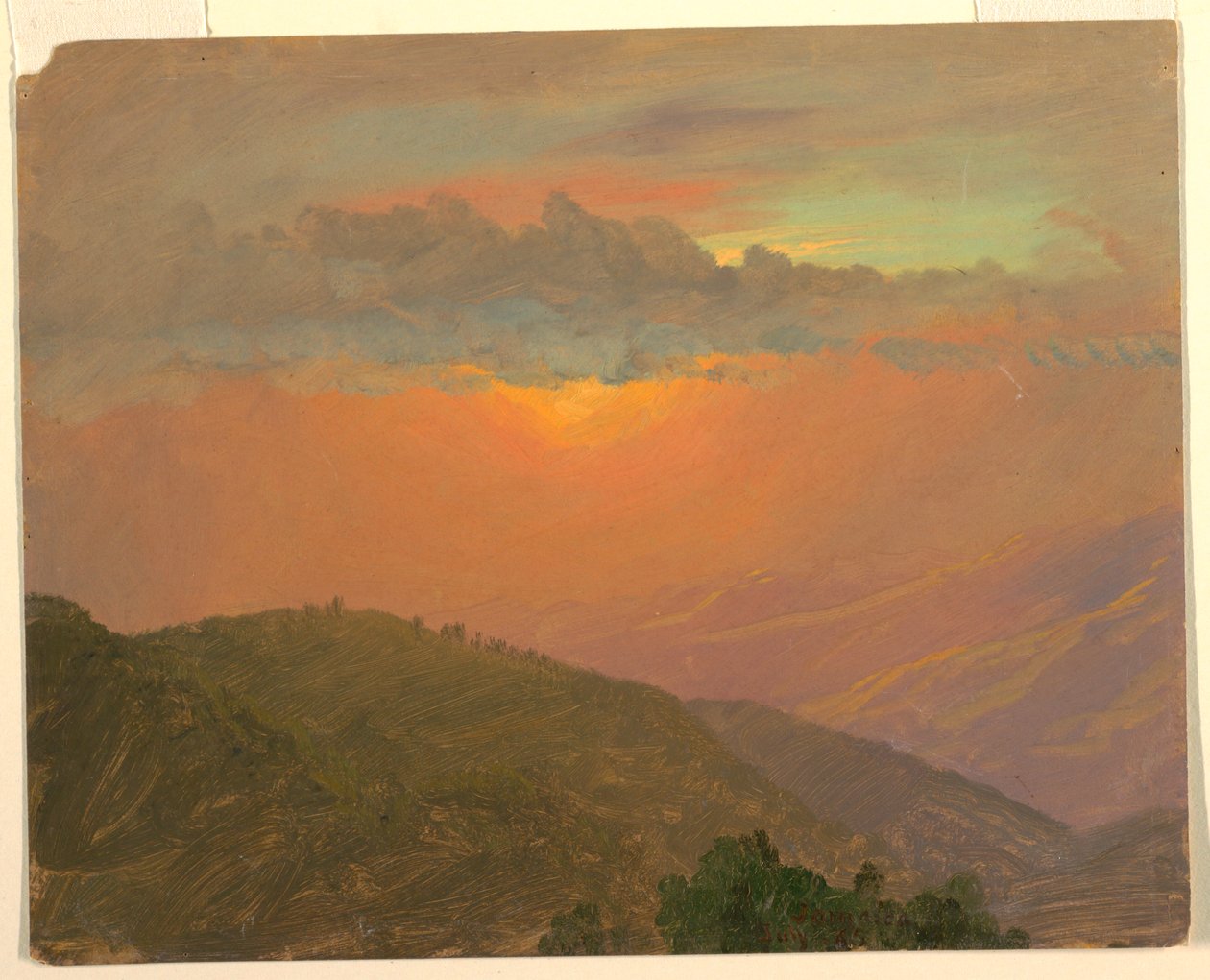 Kresba, Hilltop při západu slunce, červenec 1865 od Frederic Edwin Church