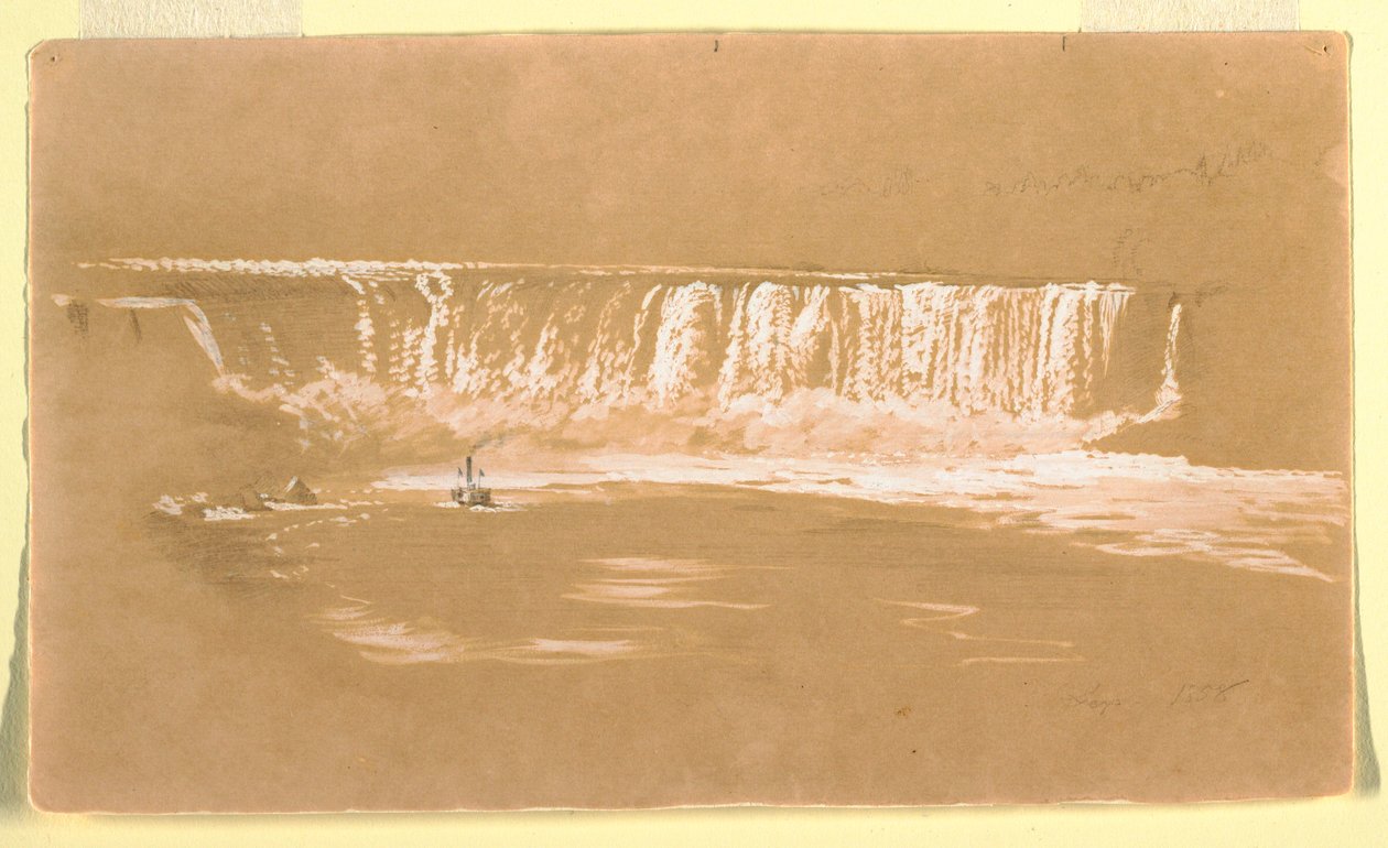 Kresba, Podkovovitý vodopád ze severu, Niagara, září 1858 od Frederic Edwin Church