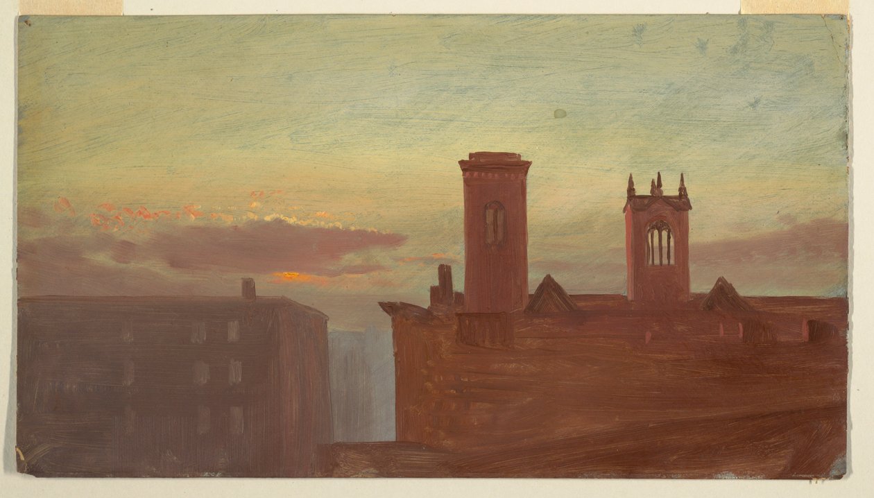 Kresba, Housetops/Hudson, asi 1867 od Frederic Edwin Church