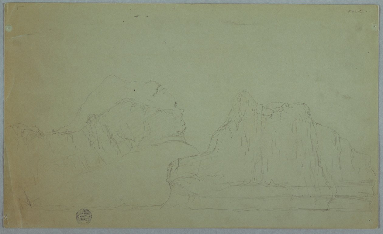Kresba, Ledovec se dvěma vrcholy, červen nebo červenec 1859 od Frederic Edwin Church