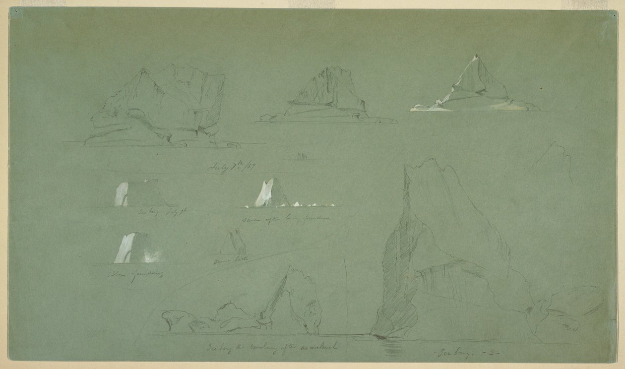 Kresba, Ledovce, 7. a 9. července 1859 od Frederic Edwin Church
