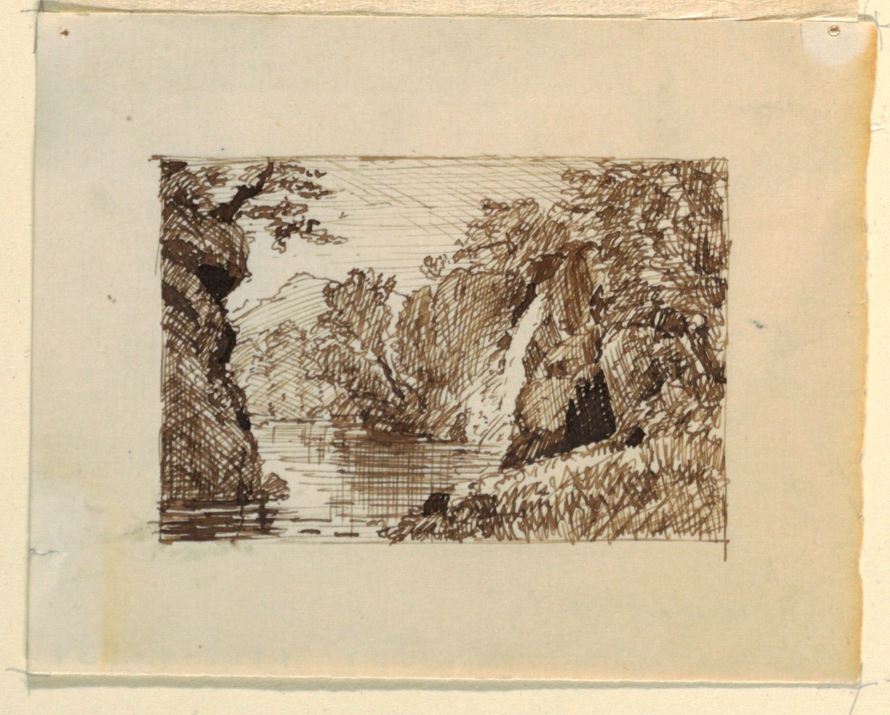 Kresba, Imaginární krajina s, asi 1870-73 od Frederic Edwin Church
