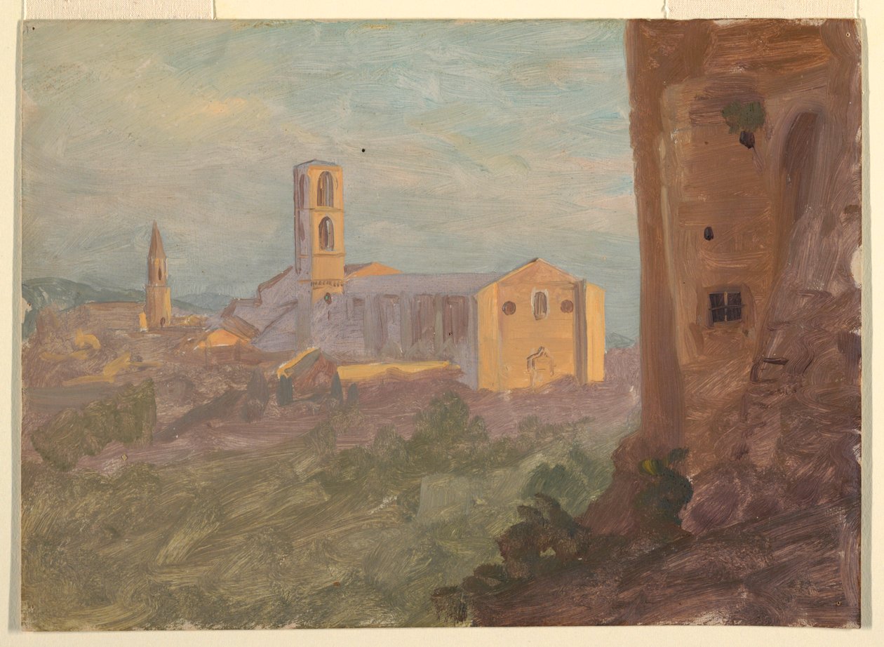 Kresba, italské nebo švýcarské město, 1868 od Frederic Edwin Church