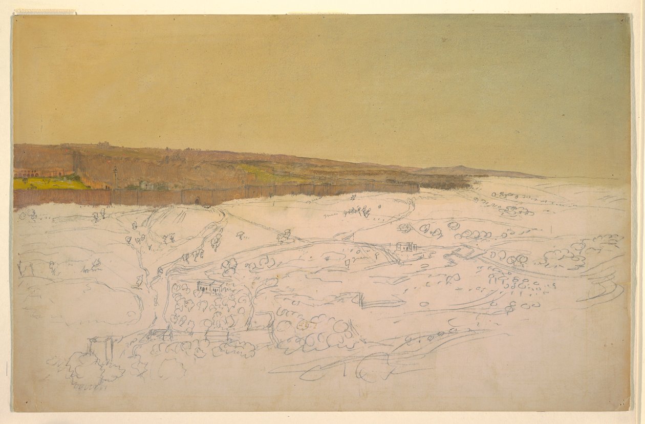 Kresba, Jeruzalém, celkový pohled, duben (), 1868 od Frederic Edwin Church