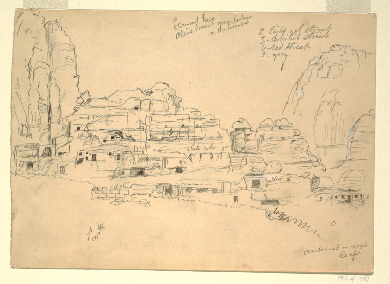 Kresba, Khirbet-en-Nasara, Petra, Jordánsko, 26. února 1868 od Frederic Edwin Church