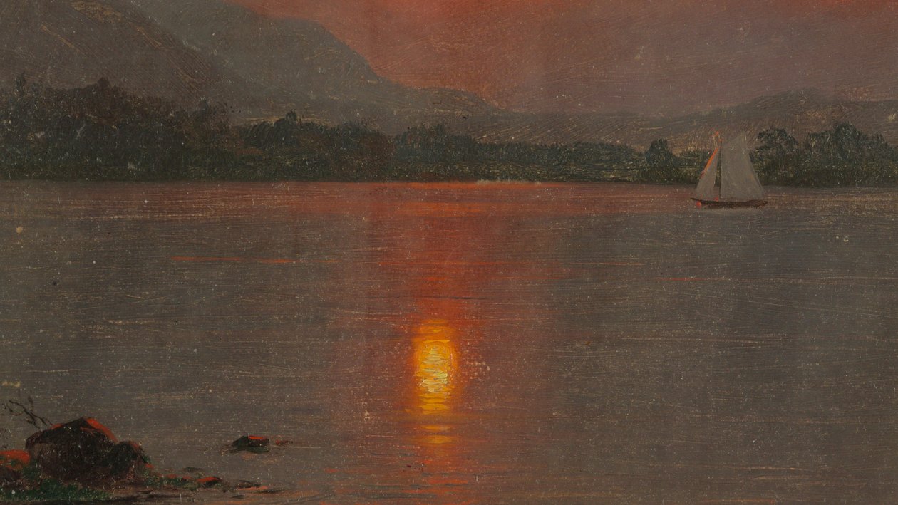 Kresba, jezero Millinocket, západ slunce, 1870-80 od Frederic Edwin Church