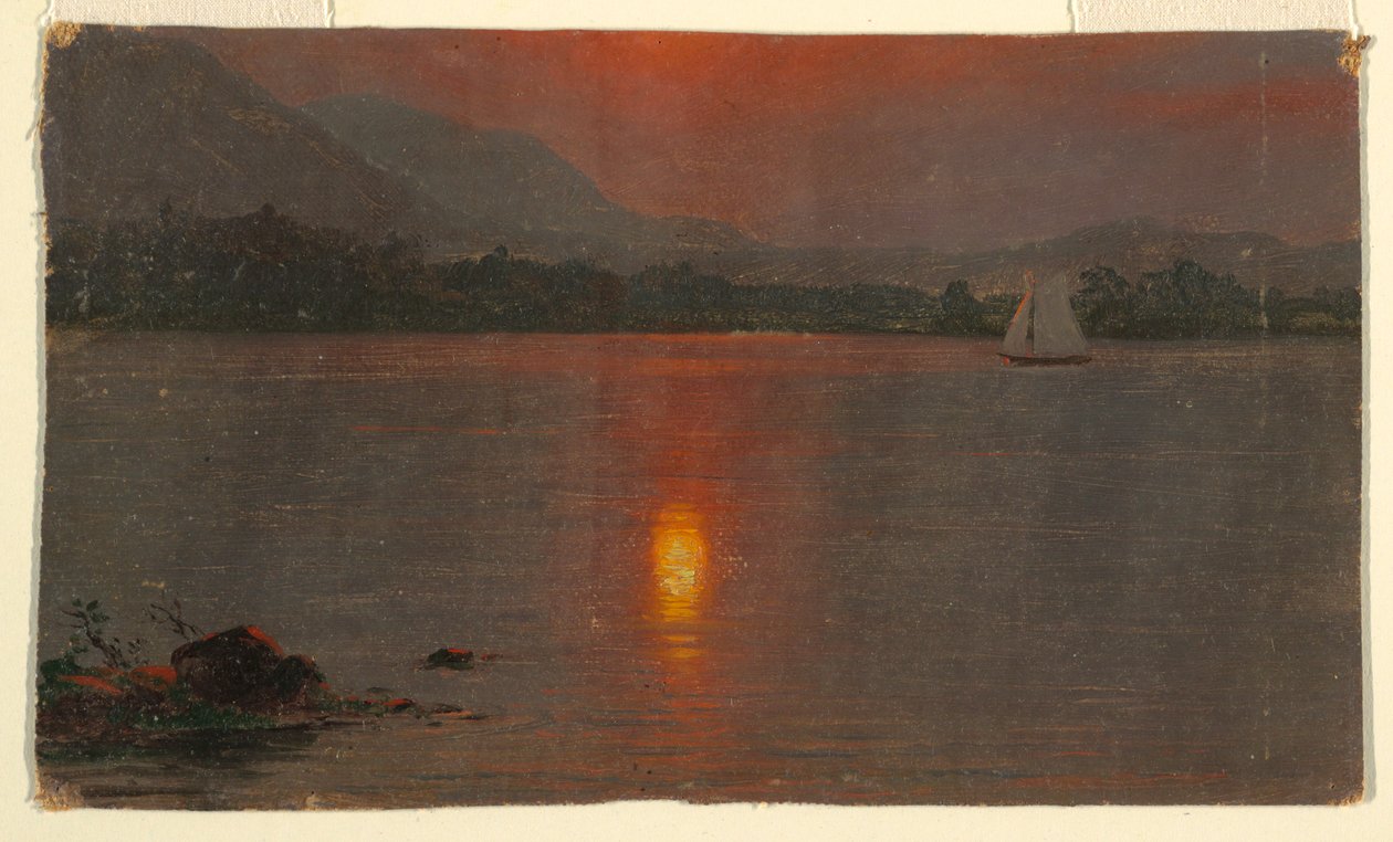 Kresba, jezero Millinocket, západ slunce, 1870-80 od Frederic Edwin Church