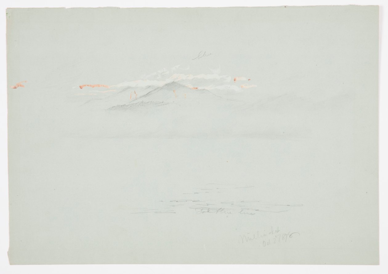Kresba, jezero Millinoket a hora Katahdin, 1878 od Frederic Edwin Church