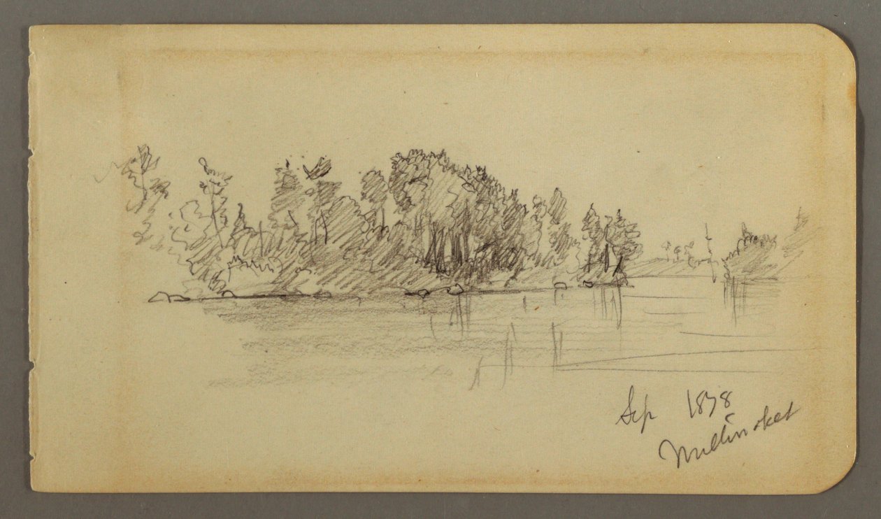Kresba, Jezero a zalesněné pobřeží, 1878 od Frederic Edwin Church