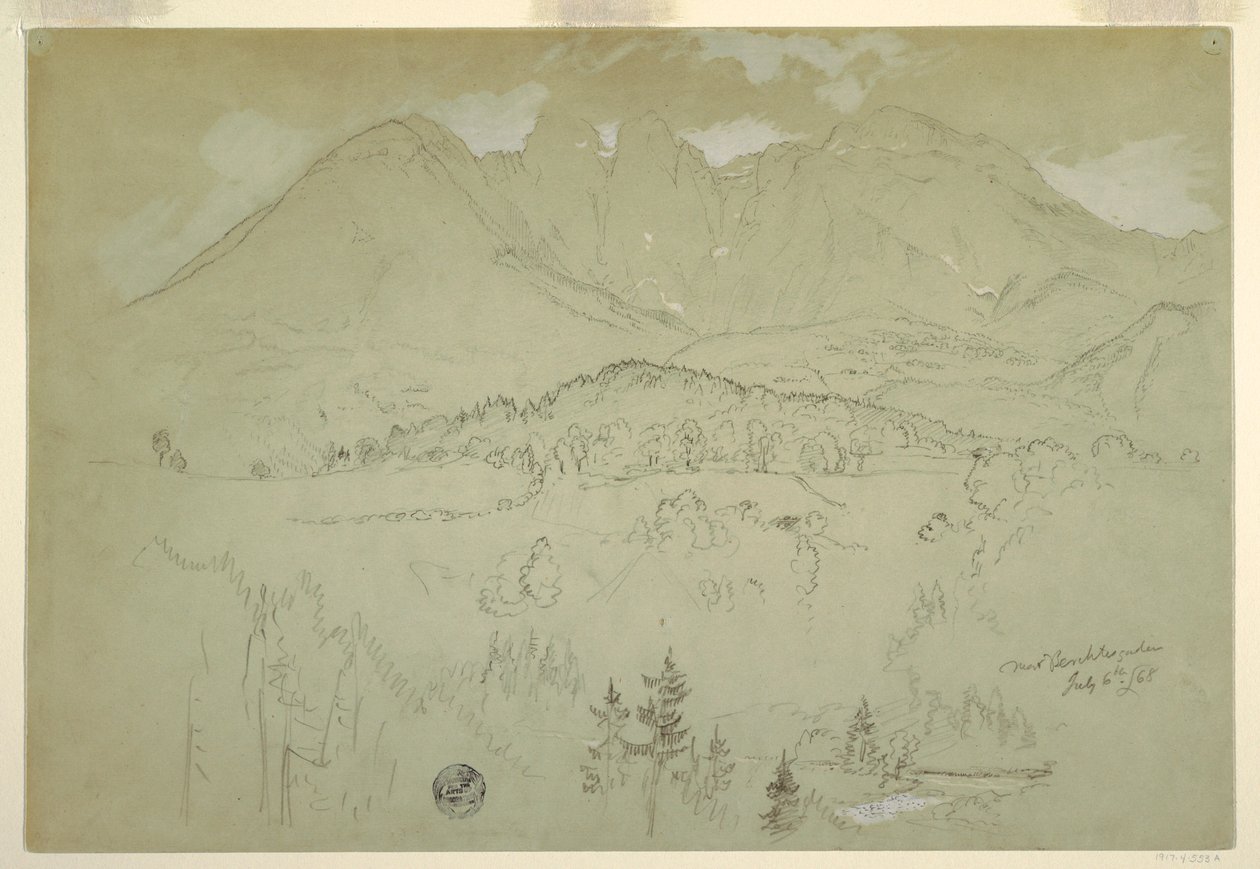 Kresba, Krajina, Berchtesgaden, Bavorsko, 6. července 1868 od Frederic Edwin Church