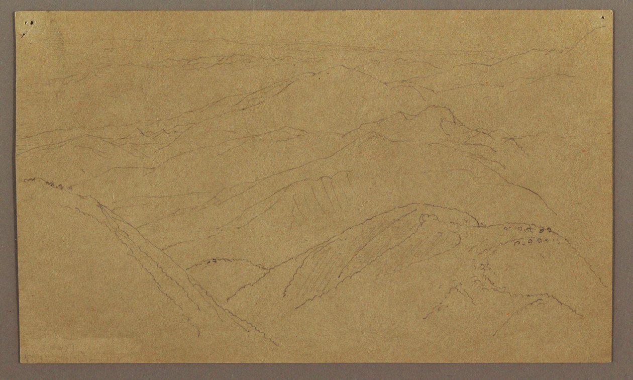 Kresba, krajina; Verso: strom v krajině, obloha, květen-srpen 1865 od Frederic Edwin Church