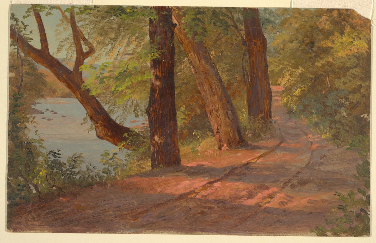 Kresba, Krajina ze Severní Ameriky (Cesta u jezera), asi 1875 od Frederic Edwin Church