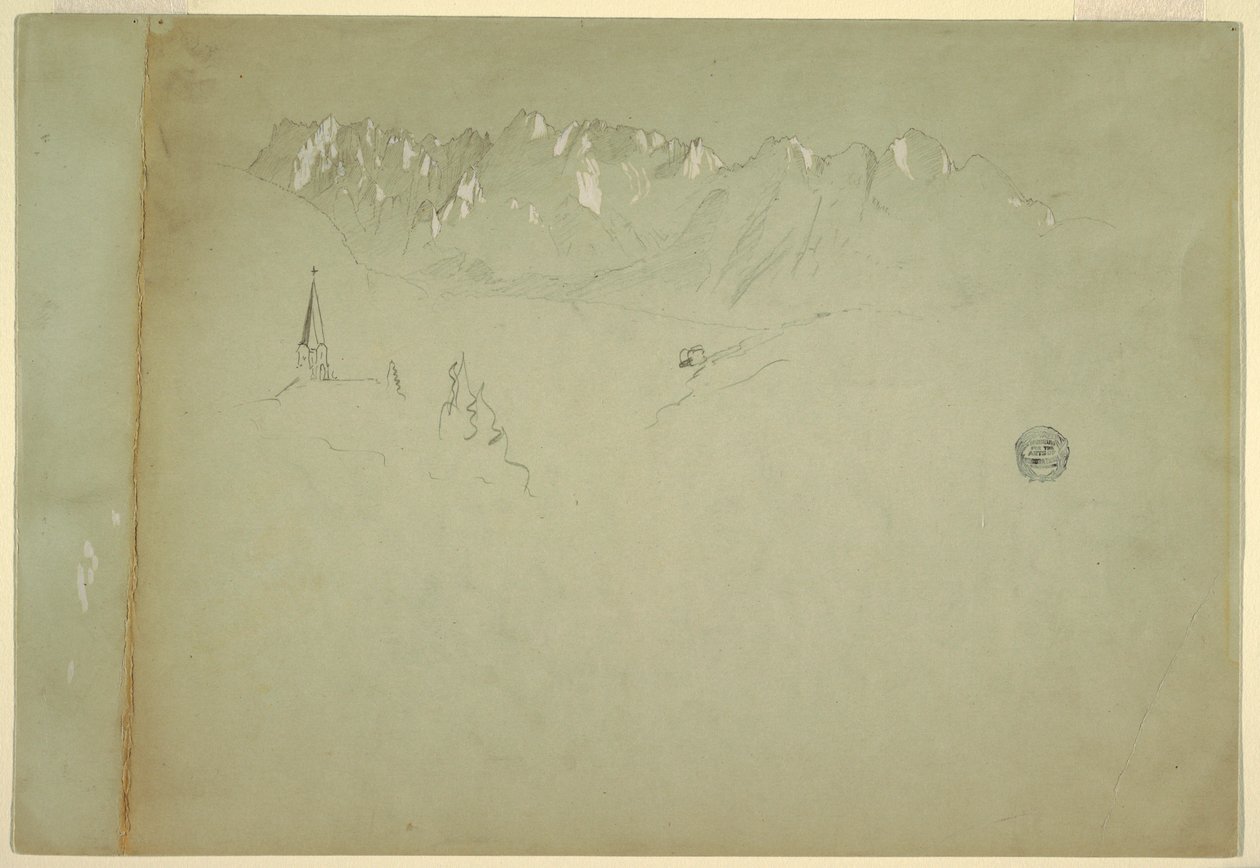 Kresba, Krajina z rakouských Alp, 1868 od Frederic Edwin Church