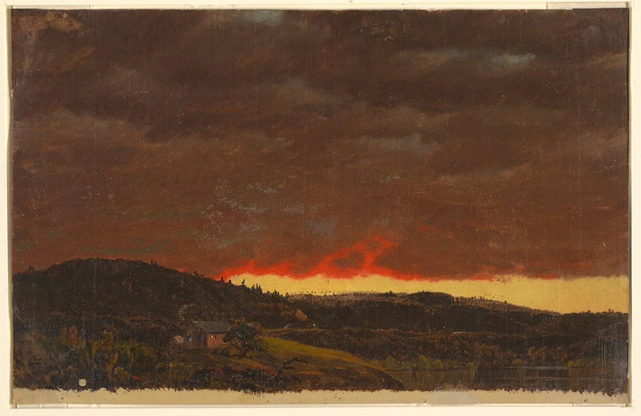 Kresba, Krajina, západ slunce, asi 1845 od Frederic Edwin Church