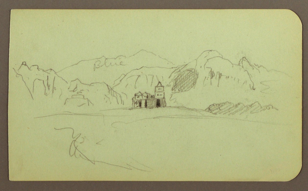 Kresba, Krajina s kostelem; Verso: Krajina, 1883 od Frederic Edwin Church