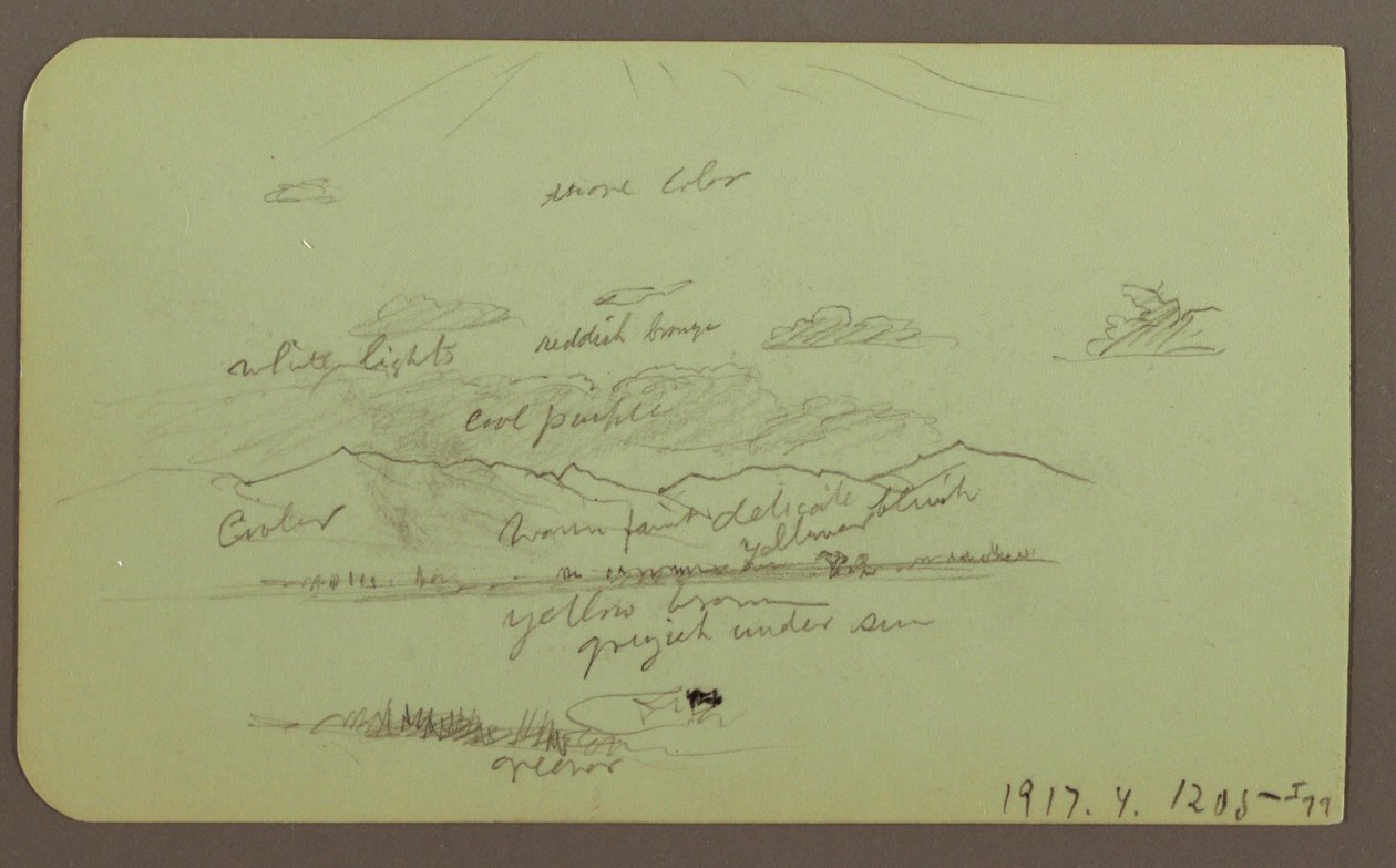 Kresba, Krajina s kostelem; Verso: Krajina, 1883 od Frederic Edwin Church