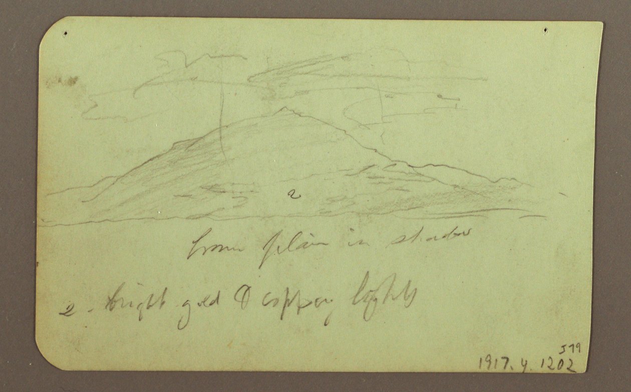 Kresba, Krajina s mraky; Verso: Hora, 1883 od Frederic Edwin Church