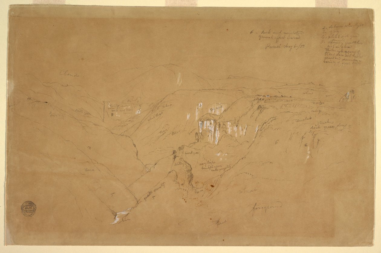 Kresba, Krajina s horou Purese, Kolumbie, 6. srpna 1853 od Frederic Edwin Church