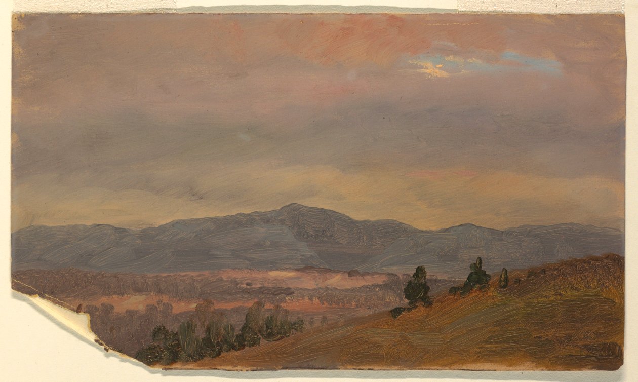 Kresba, Pohled na vzdálené kopce, Hudson Valley, New York, 1870-80 od Frederic Edwin Church