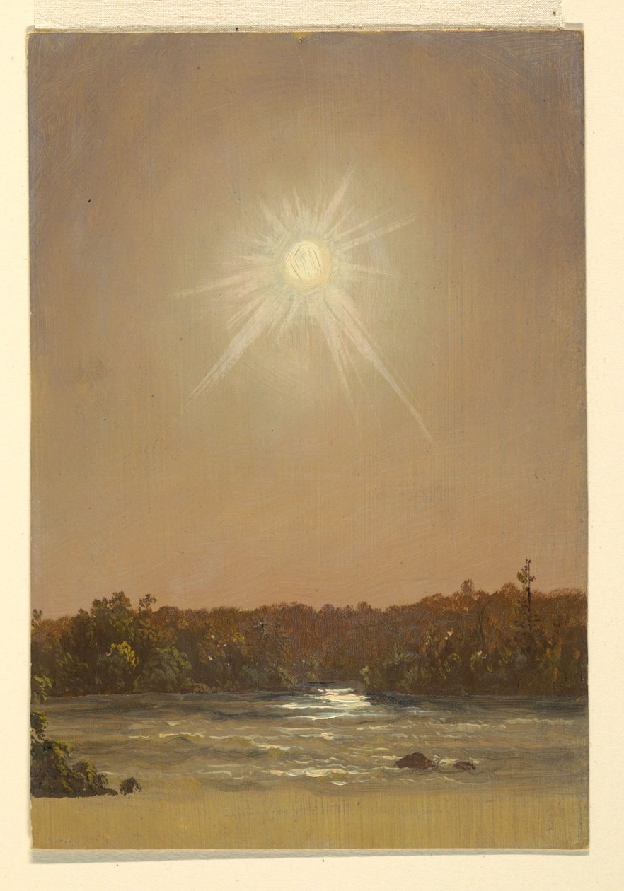 Kresba, Maine , západ slunce, 1855-65 od Frederic Edwin Church