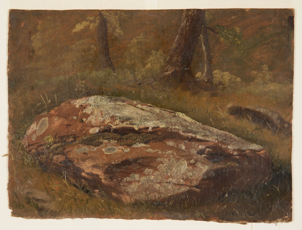 Kresba, Mossy Rock, srpen 1845 od Frederic Edwin Church