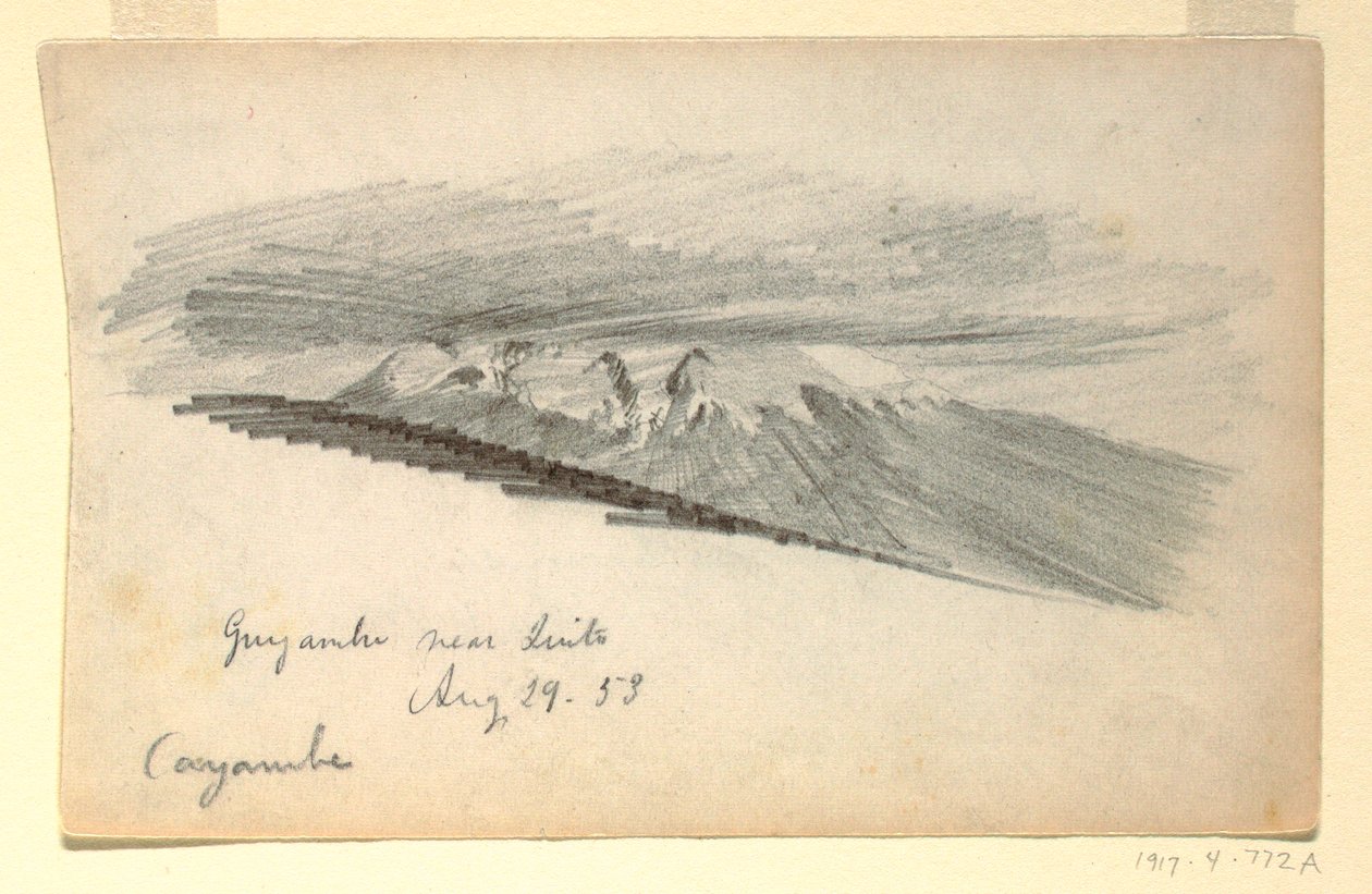 Kresba, hora Cayambe, Ekvádor, 29. srpna 1853 od Frederic Edwin Church