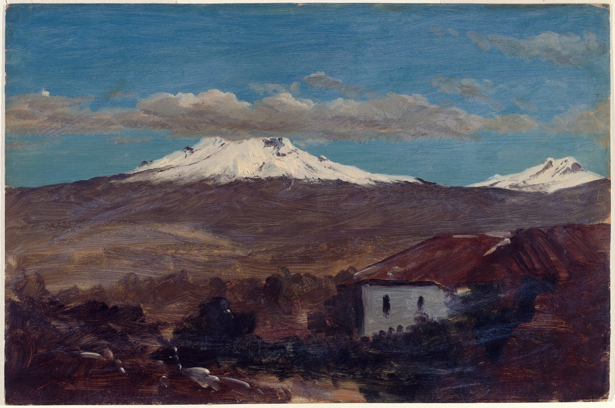 Kresba, Hora Chimborazo z Riobamby, Ekvádor, 1857 od Frederic Edwin Church