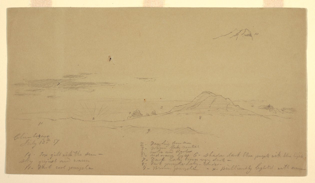 Kresba, Hora Chimborazo při západu slunce, 1857 od Frederic Edwin Church