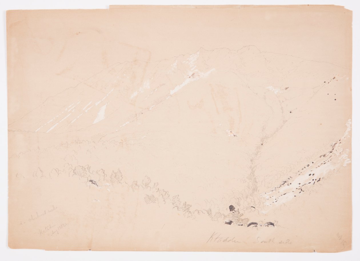 Kresba, Mount Katahdin, pohled od jihu, srpen 1852 od Frederic Edwin Church