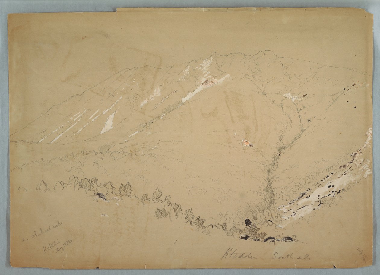 Kresba, Mount Katahdin, pohled od jihu, srpen 1852 od Frederic Edwin Church