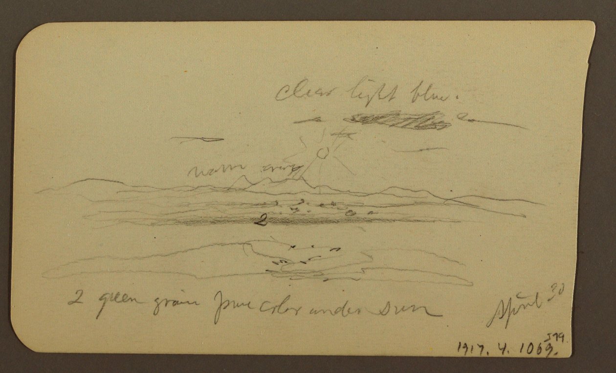 Kresba, horská krajina, postava; Verso: krajina, 30. dubna 1885 od Frederic Edwin Church