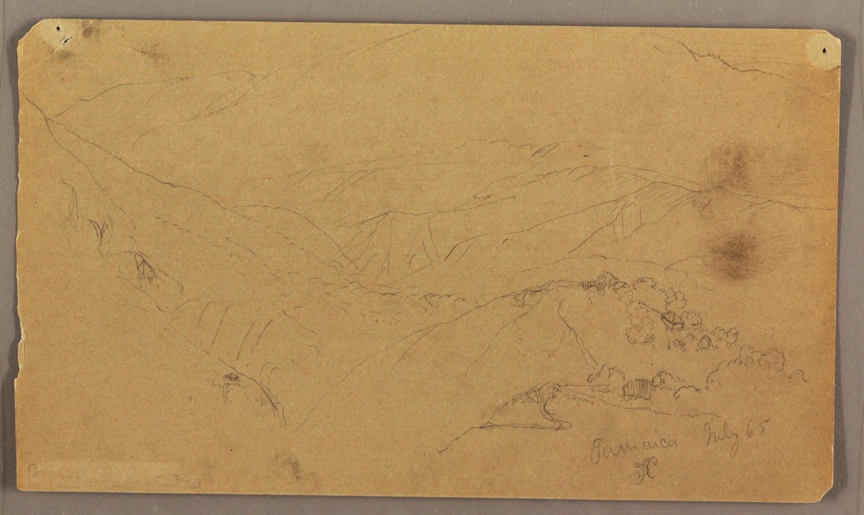 Kresba, Horská krajina, Jamajka, Západní Indie., červenec 1865 od Frederic Edwin Church
