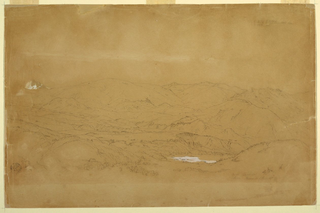Kresba, Horská krajina poblíž Guanojo a Guaranda, Ekvádor, 10. června 1857 od Frederic Edwin Church