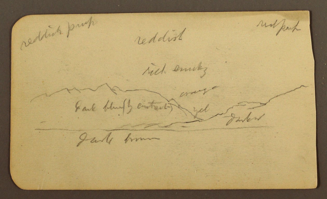 Kresba, Horská krajina; Verso: nápisy, 1885 od Frederic Edwin Church