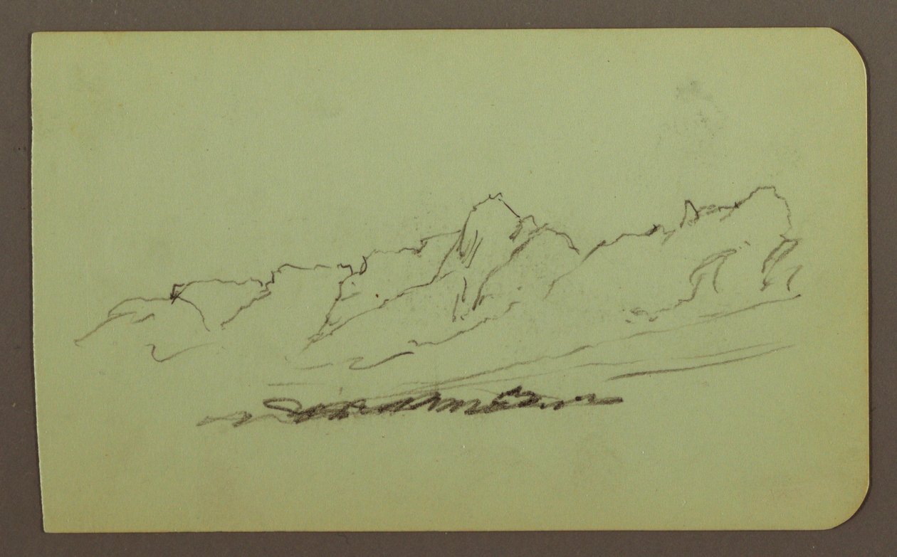 Kresba, horská krajina; Verso: horský hřeben, postava, 1883 od Frederic Edwin Church