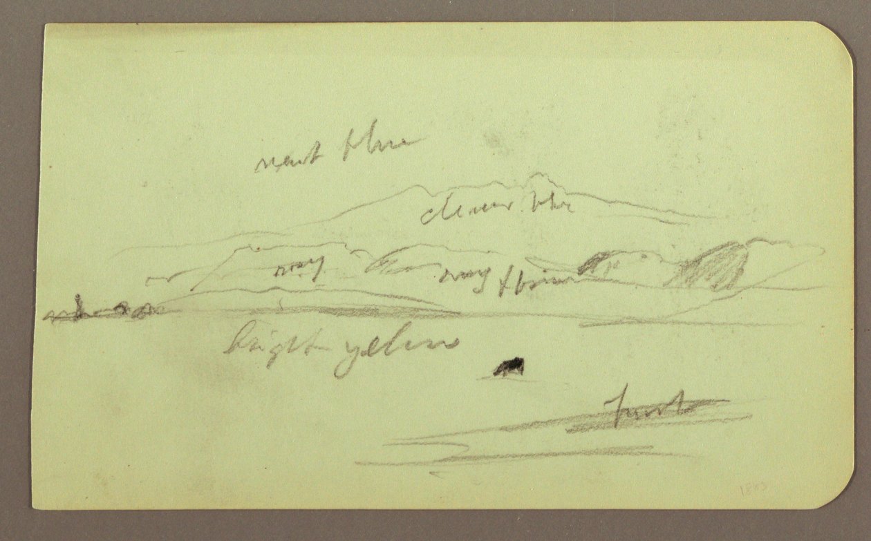 Kresba, horská krajina; Verso: Sedící postava, hora, 1883 od Frederic Edwin Church