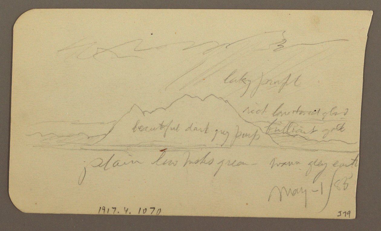 Kresba, Horský vrchol; Verso: Drsný hřeben, 1. května 1885 od Frederic Edwin Church