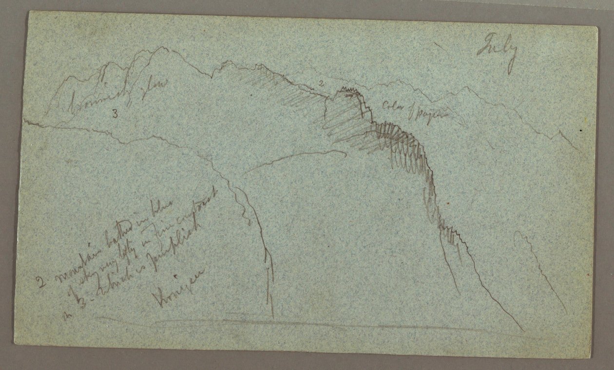 Kresba, Horské vrcholy, červenec, pravděpodobně 1868 od Frederic Edwin Church