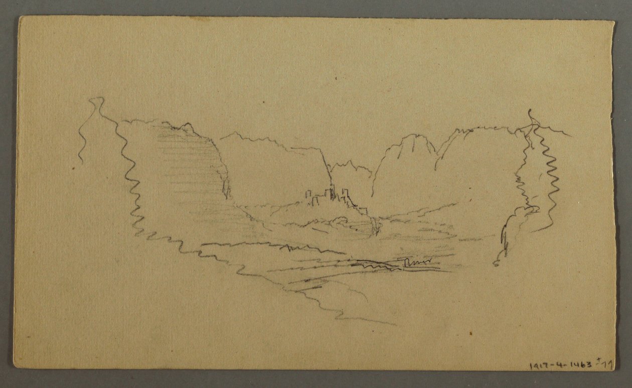 Kresba, Horské vrcholy, svatyně u cesty, srpen 1868 od Frederic Edwin Church