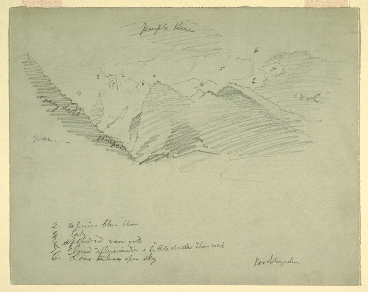 Kresba, Horské vrcholy u Berchtesgadenu, Bavorsko, červen-červenec 1868 od Frederic Edwin Church