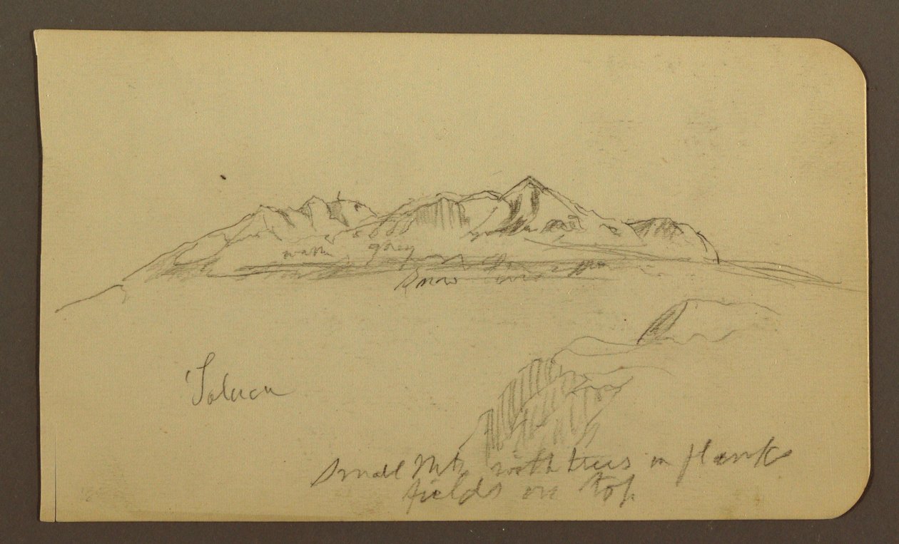 Kresba, Horský hřeben, Toluca; Verso: Horský hřeben, Toluca, 7. ledna 1885 od Frederic Edwin Church