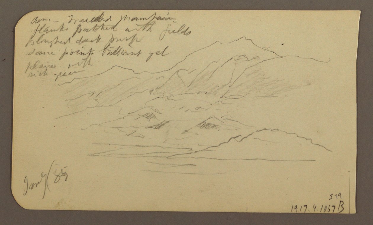 Kresba, Horský hřeben, Toluca; Verso: Horský hřeben, Toluca, 7. ledna 1885 od Frederic Edwin Church