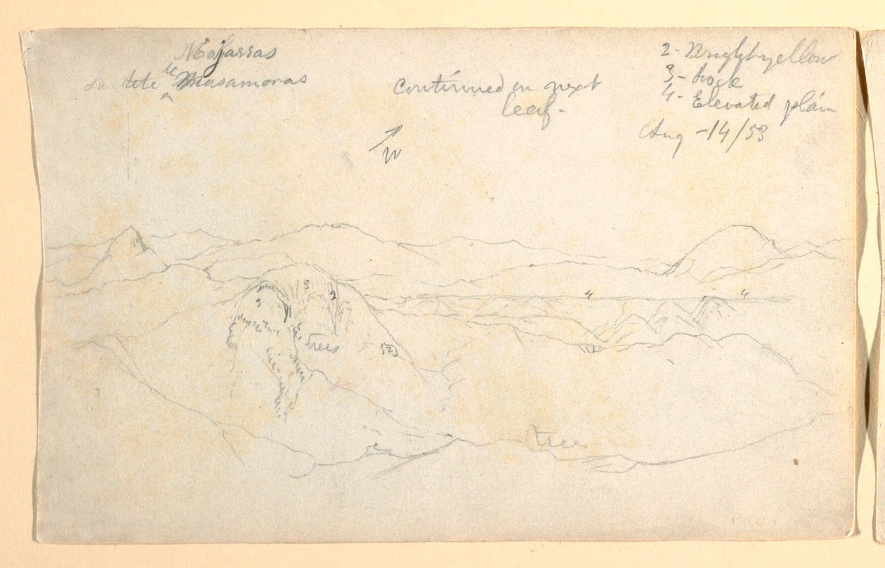 Kresba, Horská krajina, Kolumbie, 14. srpna 1853 od Frederic Edwin Church