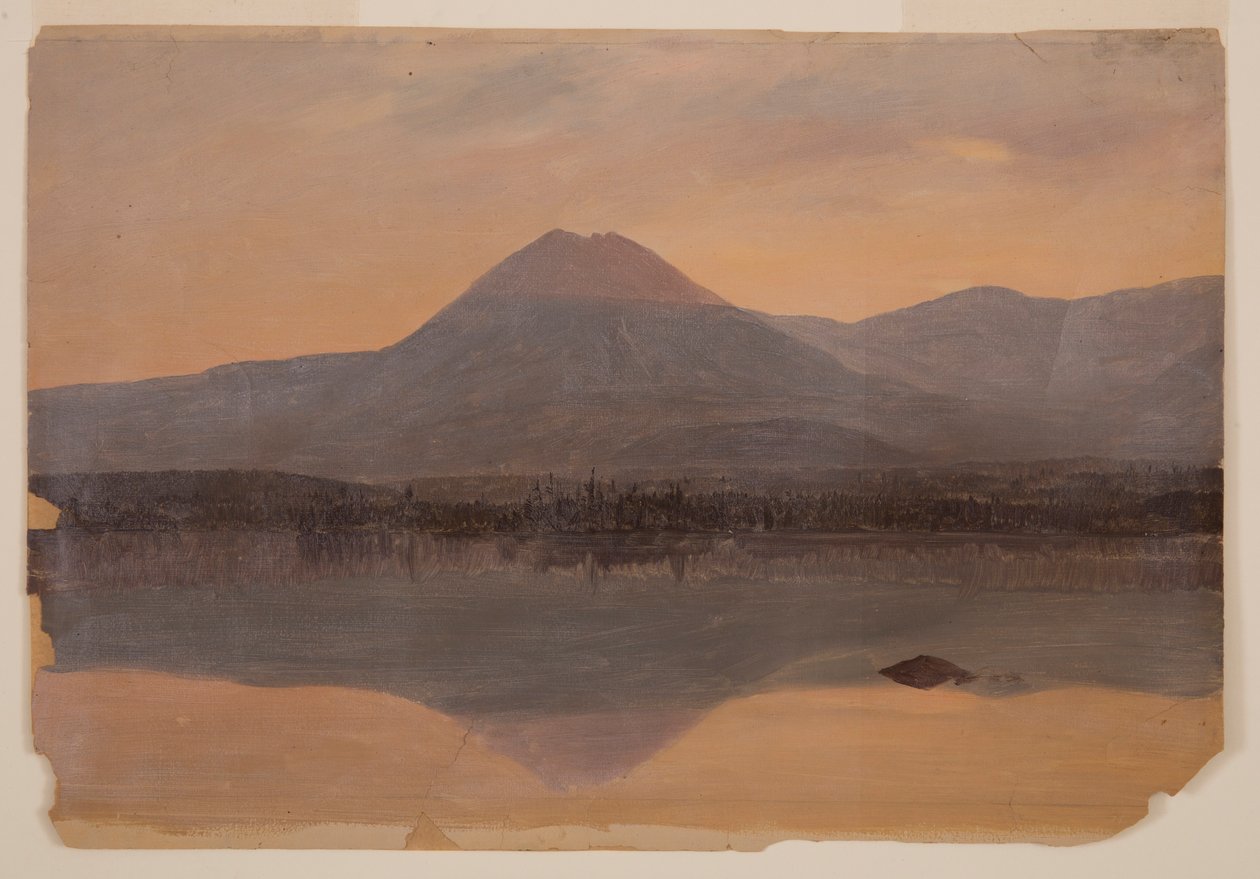 Kresba, Mt. Katahdin od jezera Katahdin, 1860-70 od Frederic Edwin Church