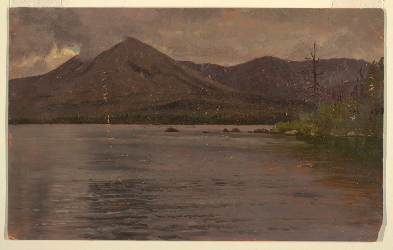 Kresba, hora Katahdin, od jezera Katahdin, 1877 od Frederic Edwin Church