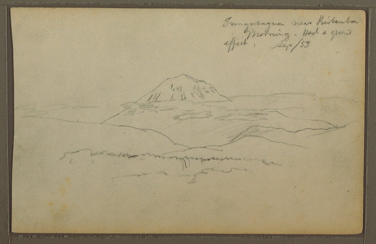 Kresba, hora Tunguragua, Riobamba, Ekvádor, září 1853 od Frederic Edwin Church