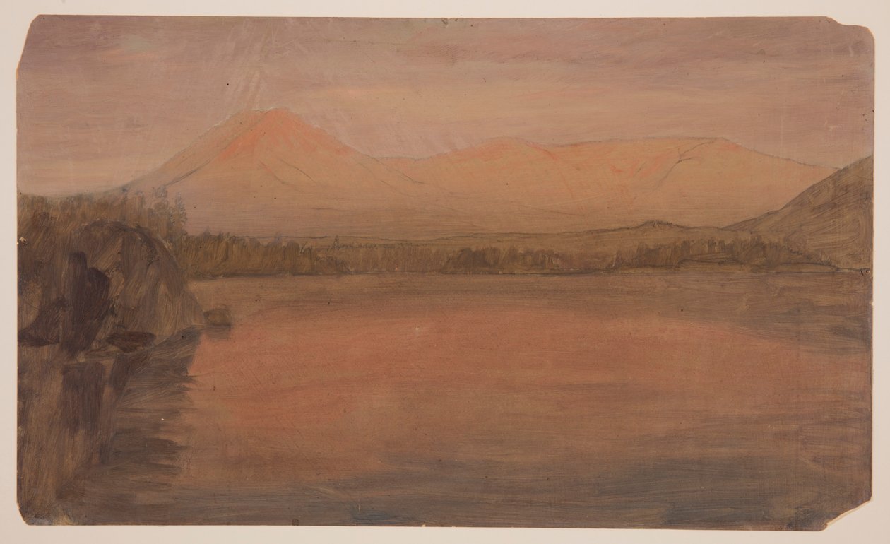 Kresba, Mts. Katahdin a Turner od jezera Katahdin, 1860-78 od Frederic Edwin Church